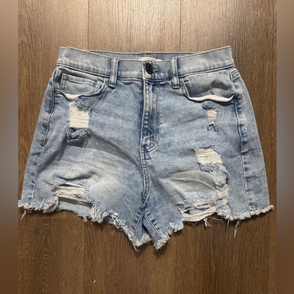 SO Light Blue Distressed Jean Shorts